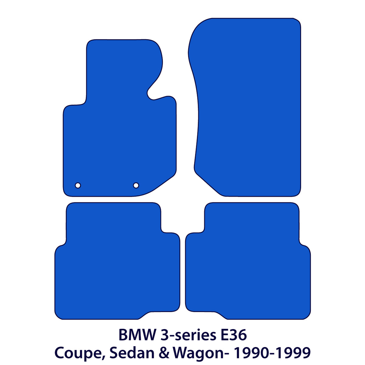 BMW 3-Series Velour Floor Mats – 1990–2000 – Coupe, Sedan, Wagon & Compact E36 – Black