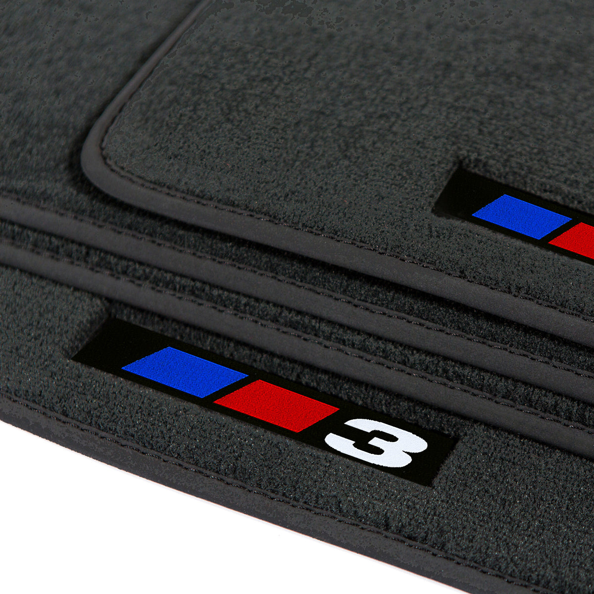 Velours-Fußmatten für BMW 3er (E21) 1975–1984 – Schwarz – 3er Logo