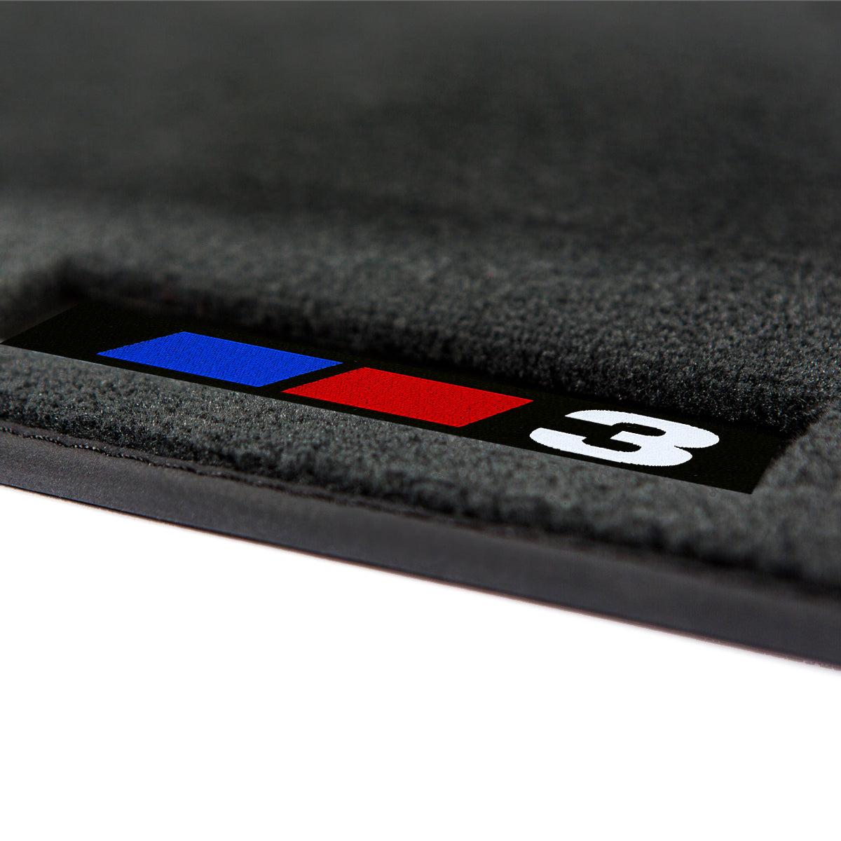 Velours-Fußmatten für BMW 3er (E21) 1975–1984 – Schwarz – 3er Logo