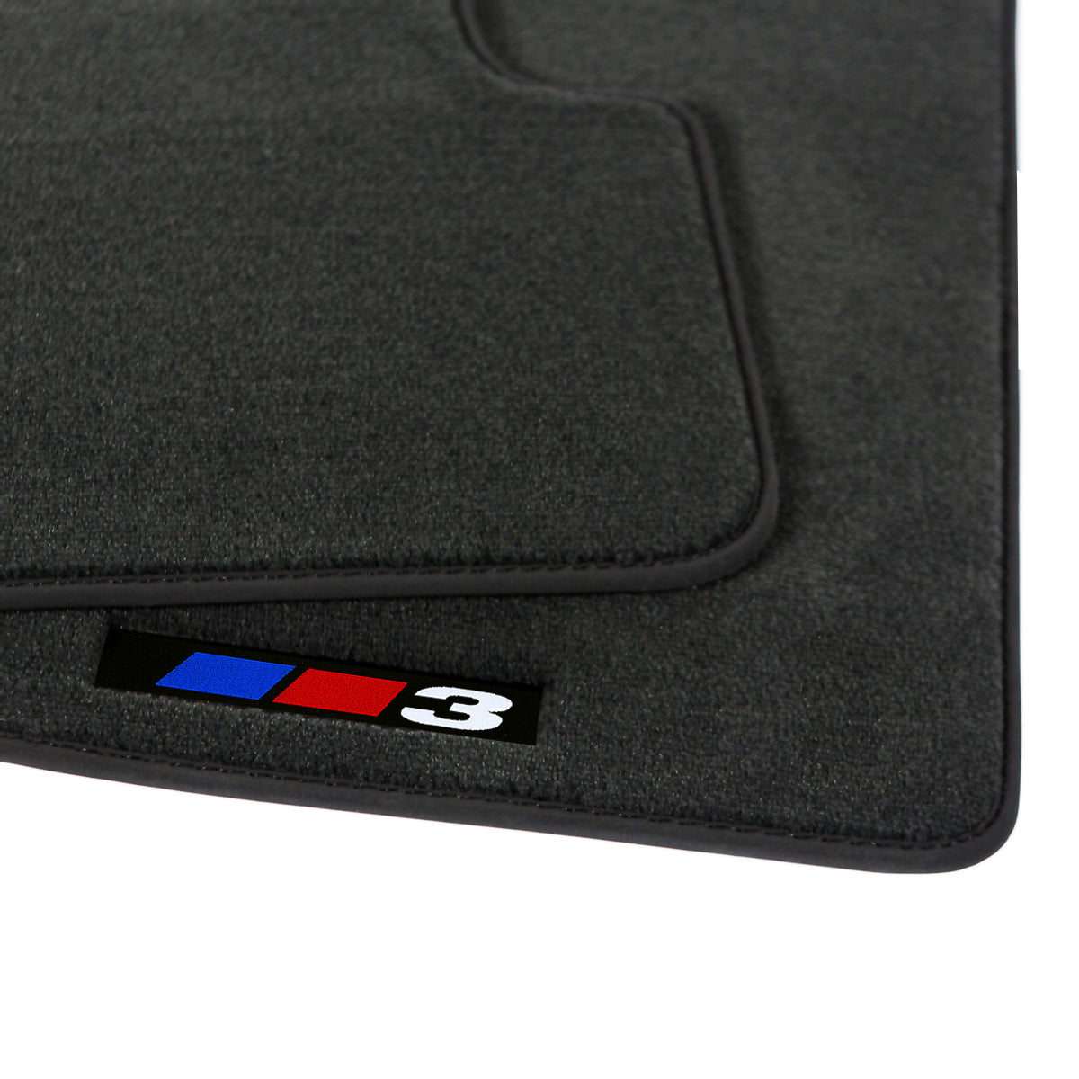Velours-Fußmatten für BMW 3er (E21) 1975–1984 – Schwarz – 3er Logo