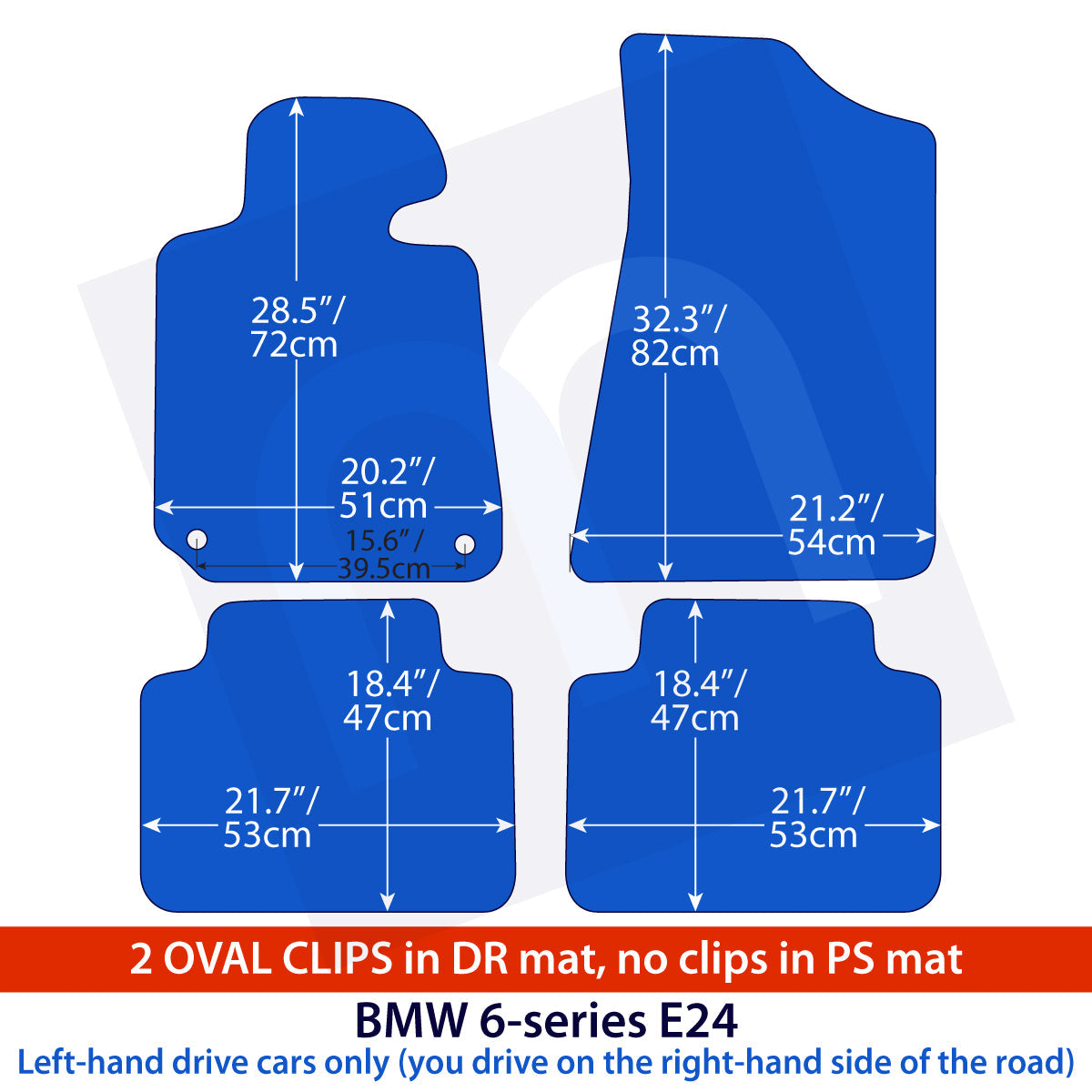 Dywaniki welurowe do BMW Seria 6 1976-1989 – E24 – Owalne klipsy – Beżowe