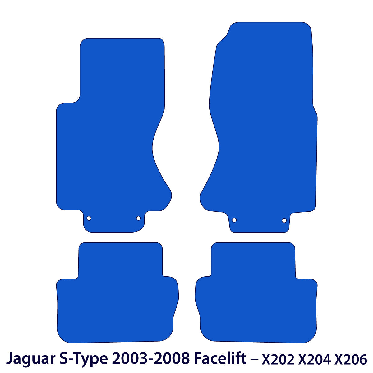 Jaguar S-Type Velours Fußmatten 2003-2008 – Nach Facelift X202 X204 X206 – Schwarz Exklusiv