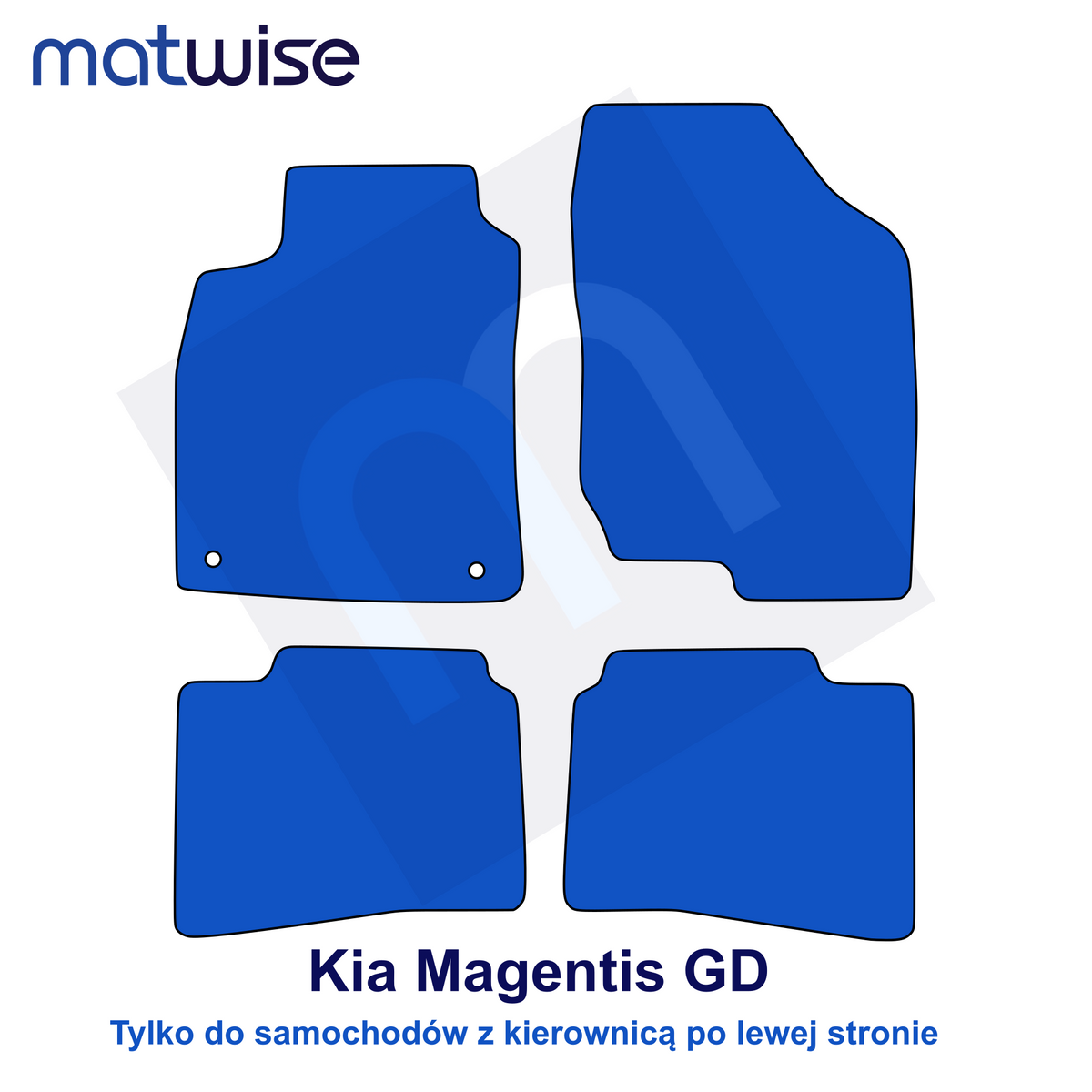 Kia Magentis GD 2001–2005 – rysunek techniczny dywaników samochodowych do aut z kierownicą po lewej stronie | MATWISE