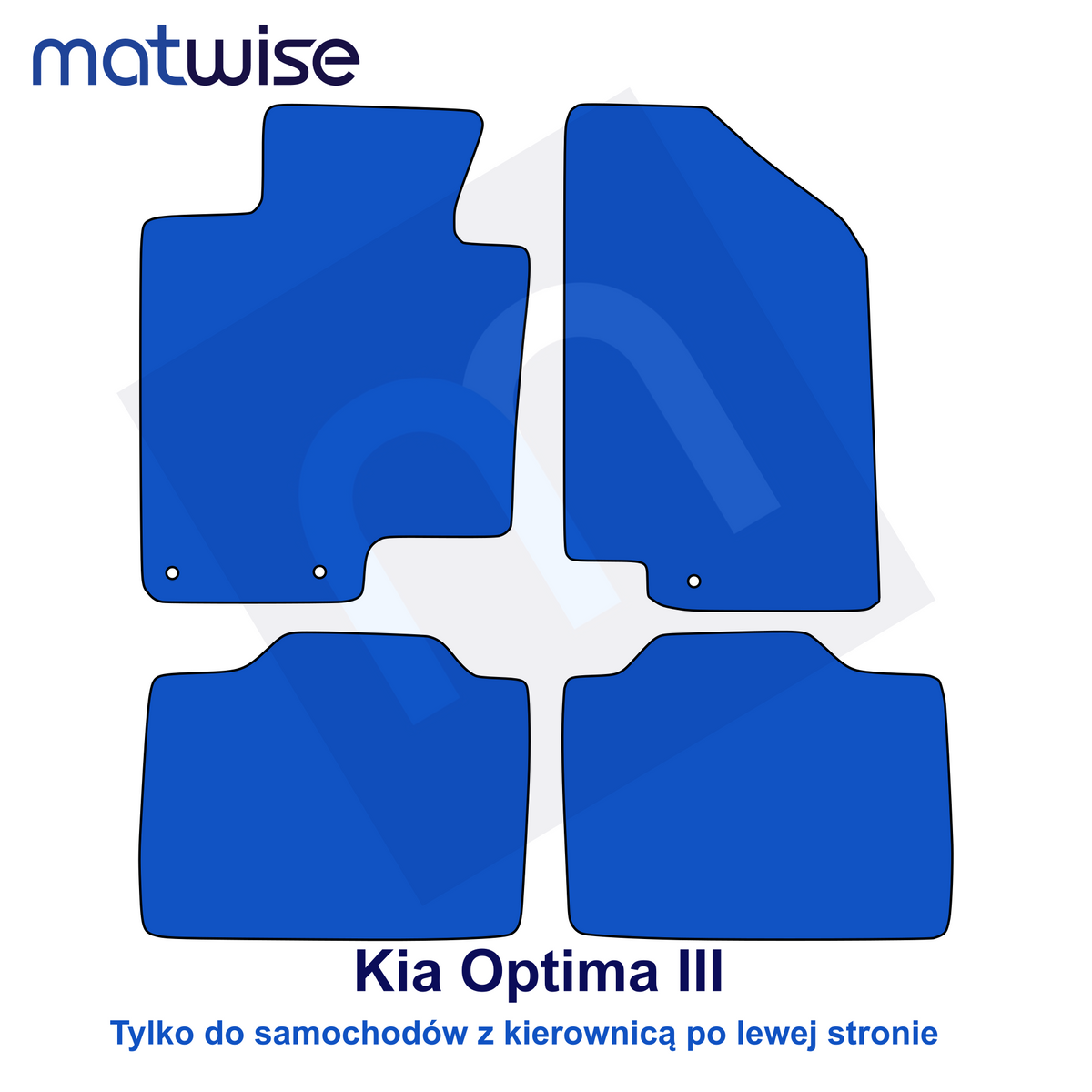 Kia Optima III 2012–2015 – rysunek techniczny dywaników samochodowych do aut z kierownicą po lewej stronie | MATWISE