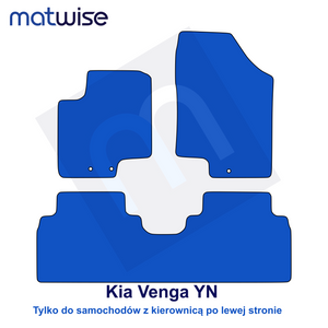 Kia Venga YN 2010–2019 – rysunek techniczny dywaników samochodowych do aut z kierownicą po lewej stronie | MATWISE