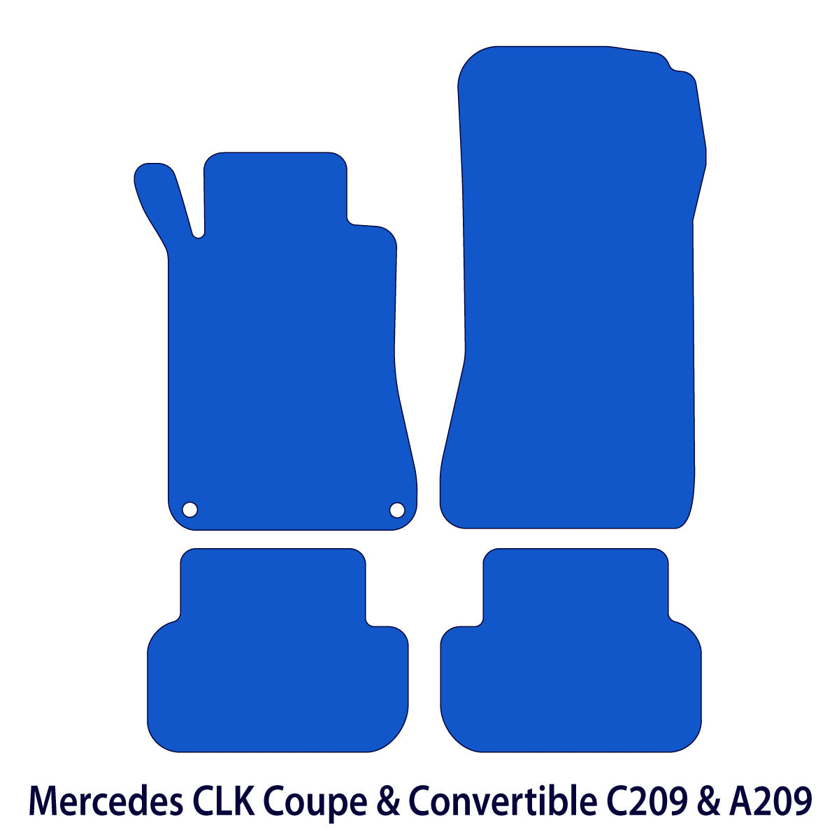 Mercedes CLK Velours Fußmatten – Coupé & Cabrio C209 & A209 – Schwarz