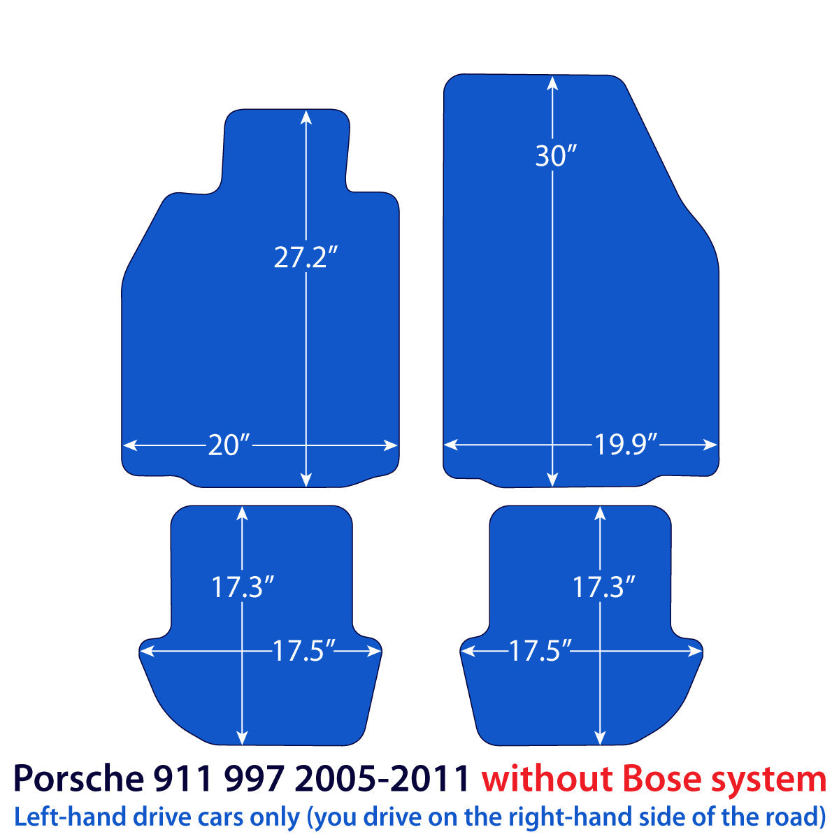 Dywaniki welurowe do Porsche 911 2004-2012 bez systemu Bose – 997 – Beżowe