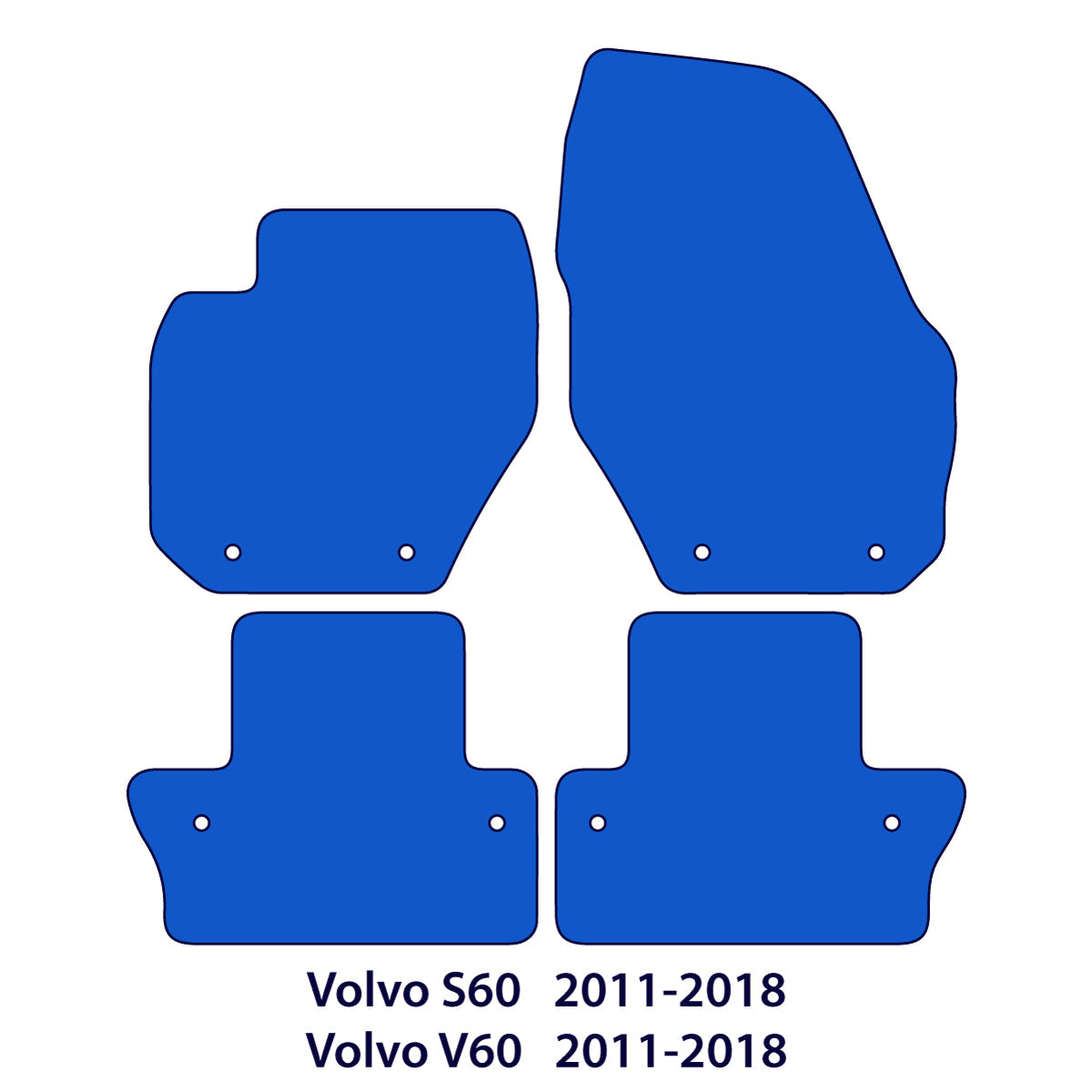 Volvo S60 & V60 Velour Floor Mats 2010-2018 – No Inscription – Flag Logo