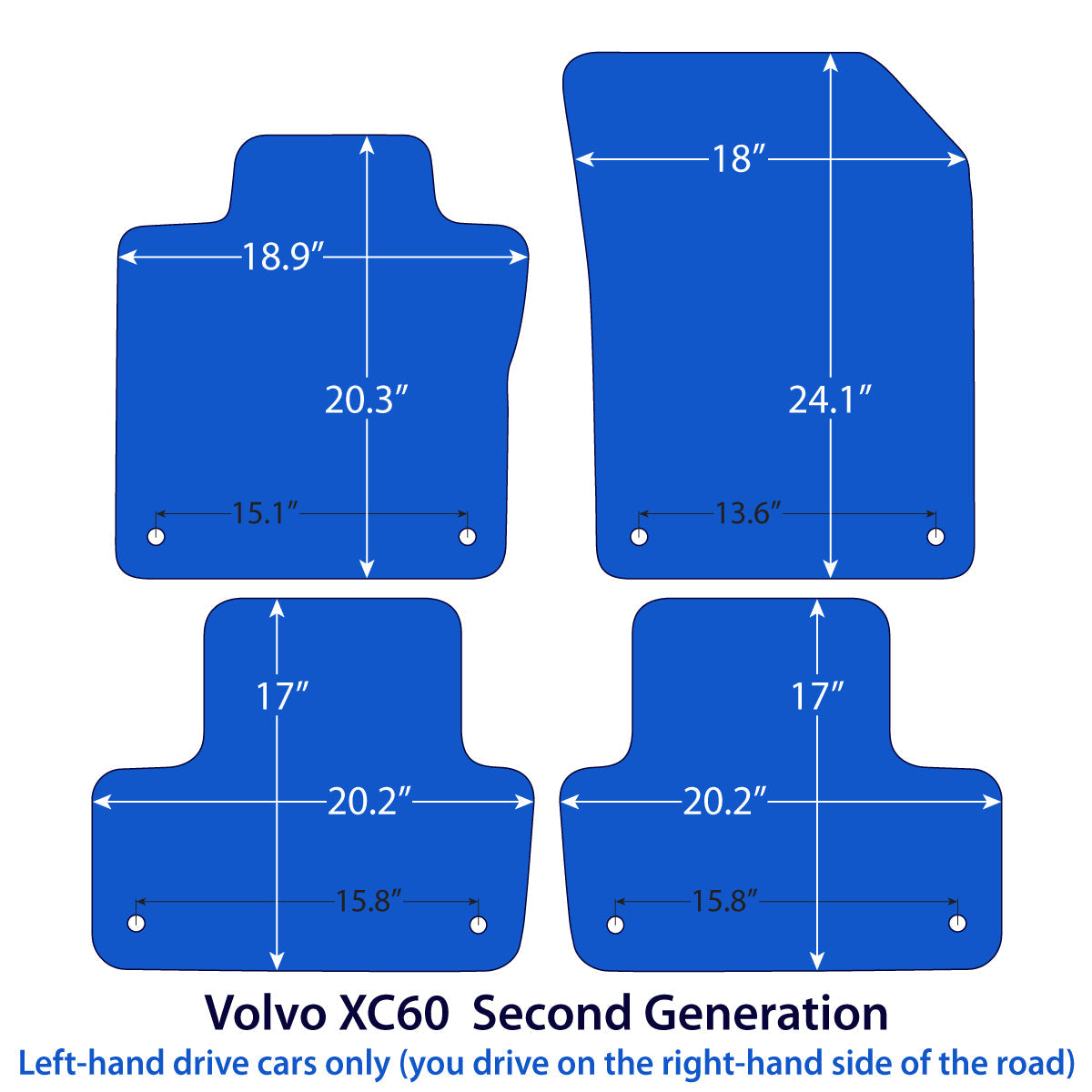Volvo XC60 Velour Floor Mats - 2017-2026 – 2nd Gen – Flag Logo