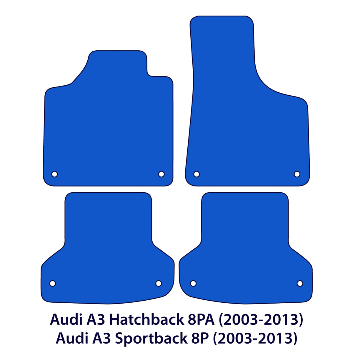 Audi A3 & S3 Velourss-Fußmatten 2003-2013 – 8P & 8PA – Schwarz Exclusive