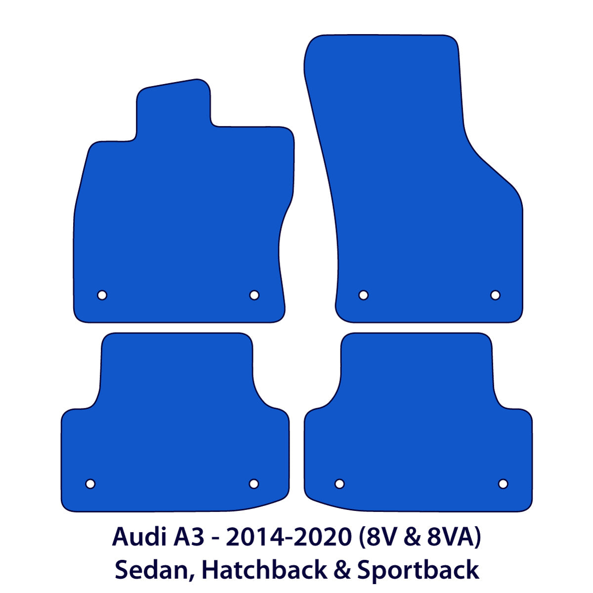 Audi A3 Convertible Velour Floor Mats 2014-2020 – 8V7 – Black Exclusive