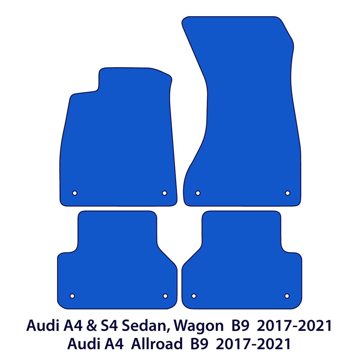 Dywaniki welurowe do Audi A4 &amp; S4 2016-2024 – B9 – Czarne Exclusive