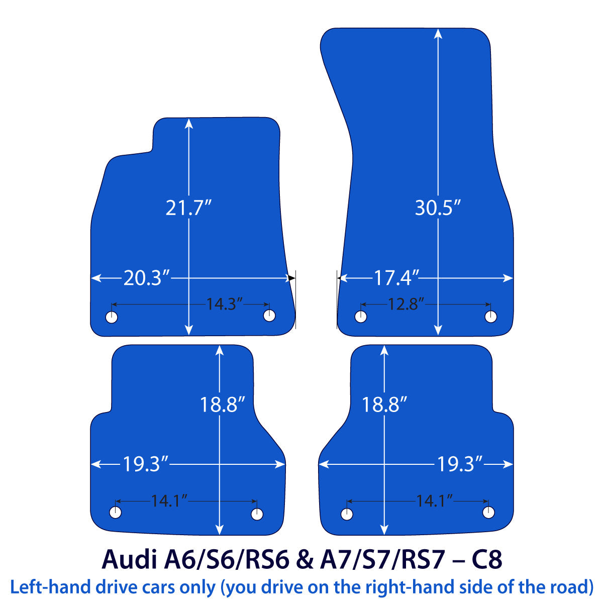 Audi A6/S6 A7/S7 2018-2026 | RS6 RS7 2019-2026 Velour Floor Mats – C8 – Beige
