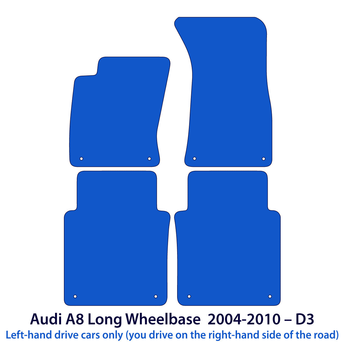 Audi A8/S8 Long Wheelbase Velour Floor Mats 2002-2010 – D3 – Beige