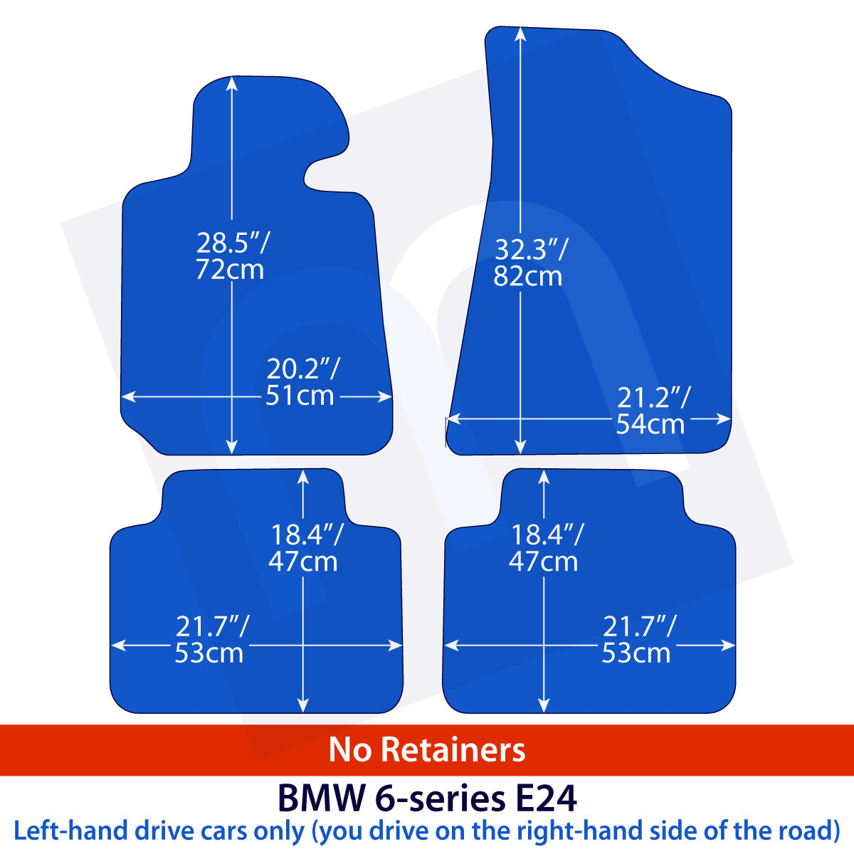 BMW 6-Series Velour Floor Mats 1976-1989 – E24 – No Retainers – Beige