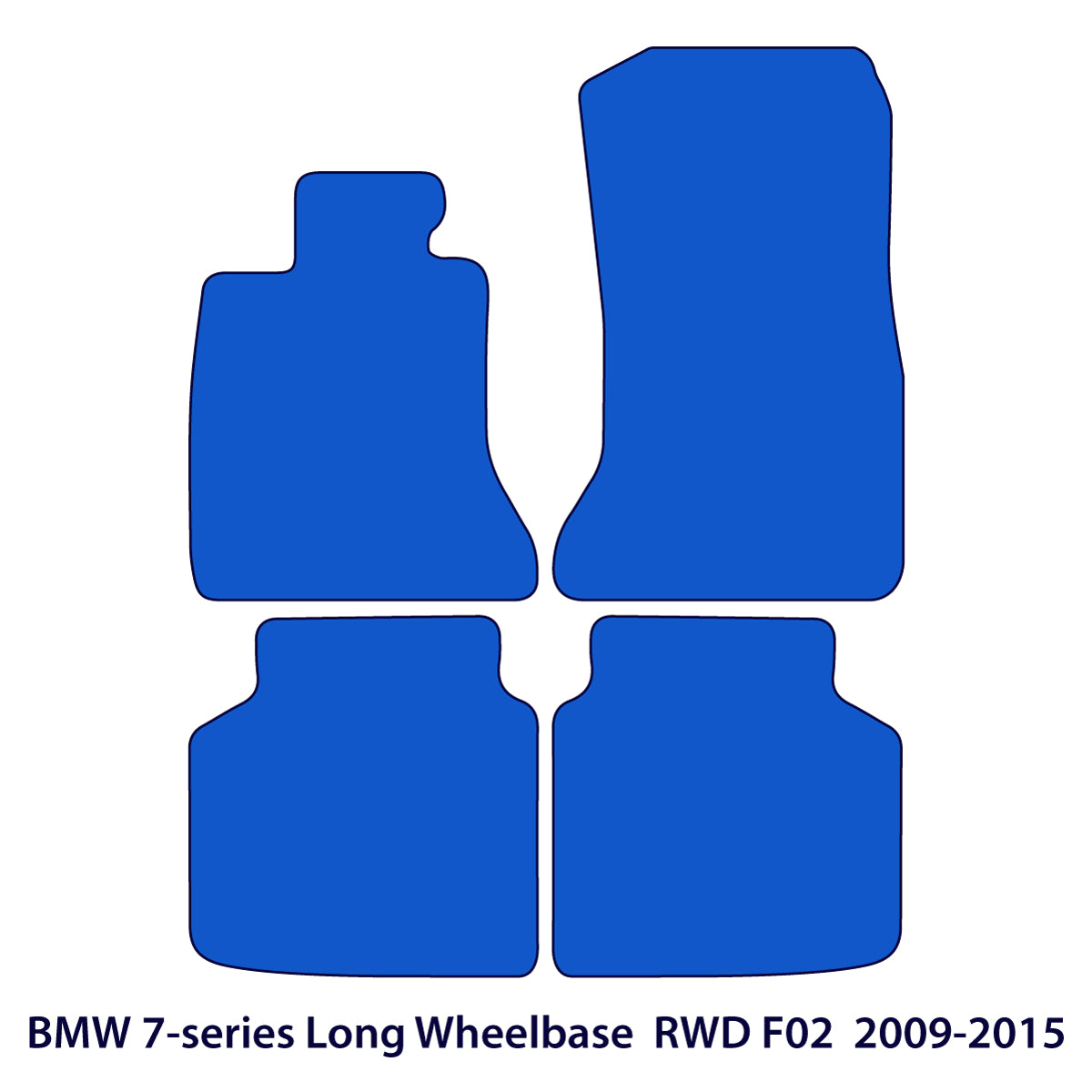 BMW 7er Velours Fußmatten 2008–2015 RWD – Langer Radstand F02 – Exklusiv Schwarz