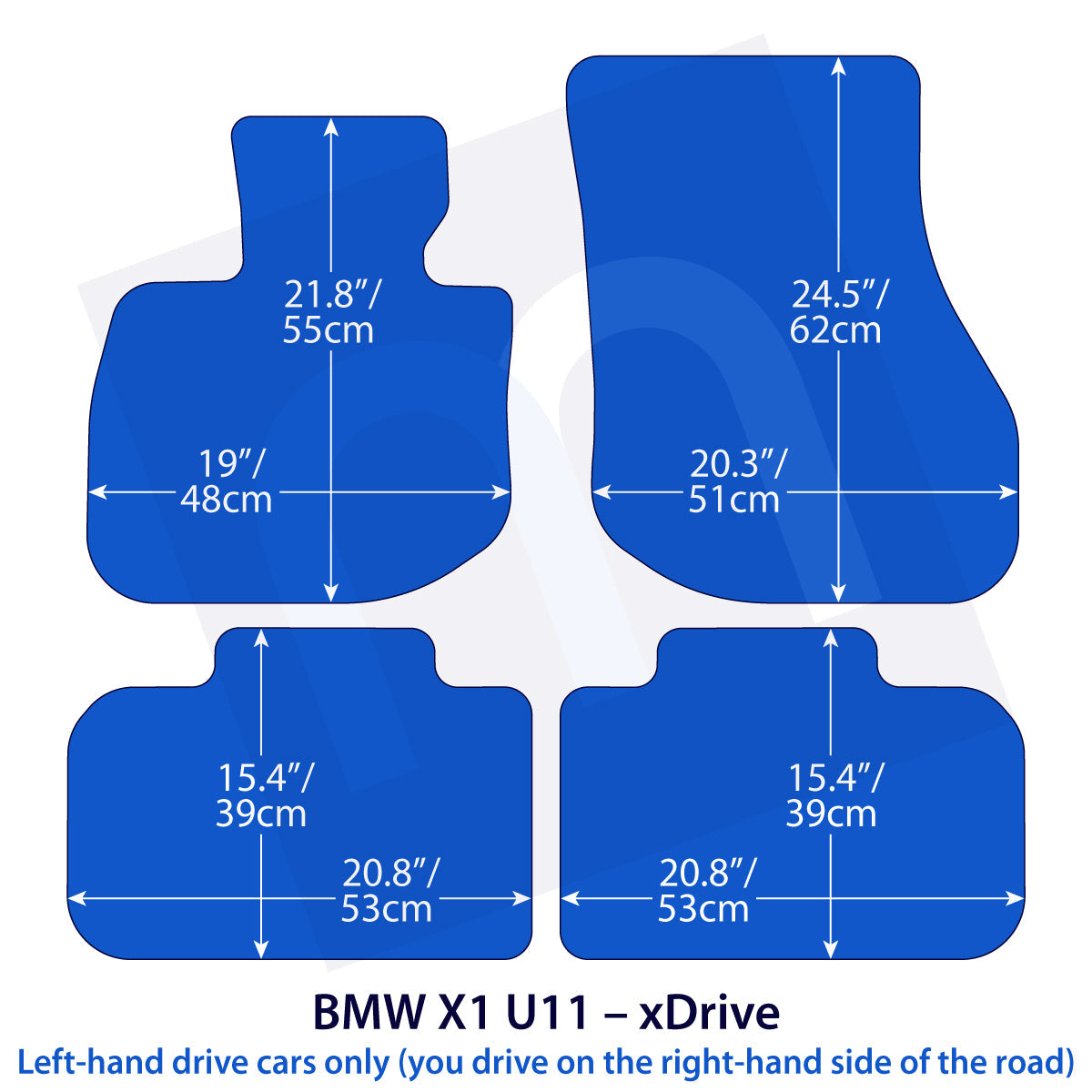 BMW X1 Velour Floor Mats – xDrive U11 – Black Exclusive