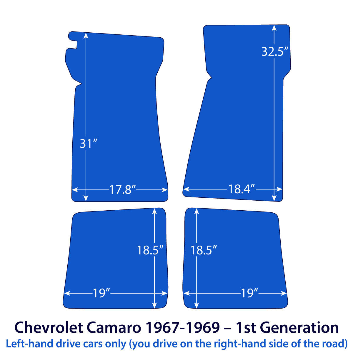 Chevrolet Camaro Velours Fußmatten 1967-1969 – 1. Generation – Schwarz Exklusiv