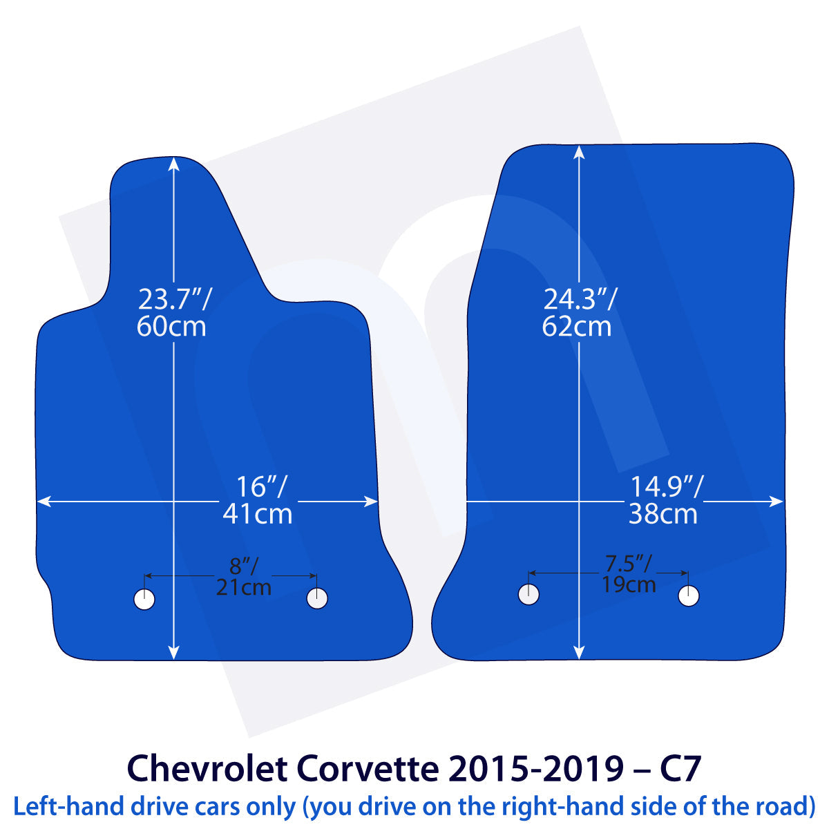 Chevrolet Corvette Velours Fußmatten 2015–2019 – C7 – Schwarz Exklusiv