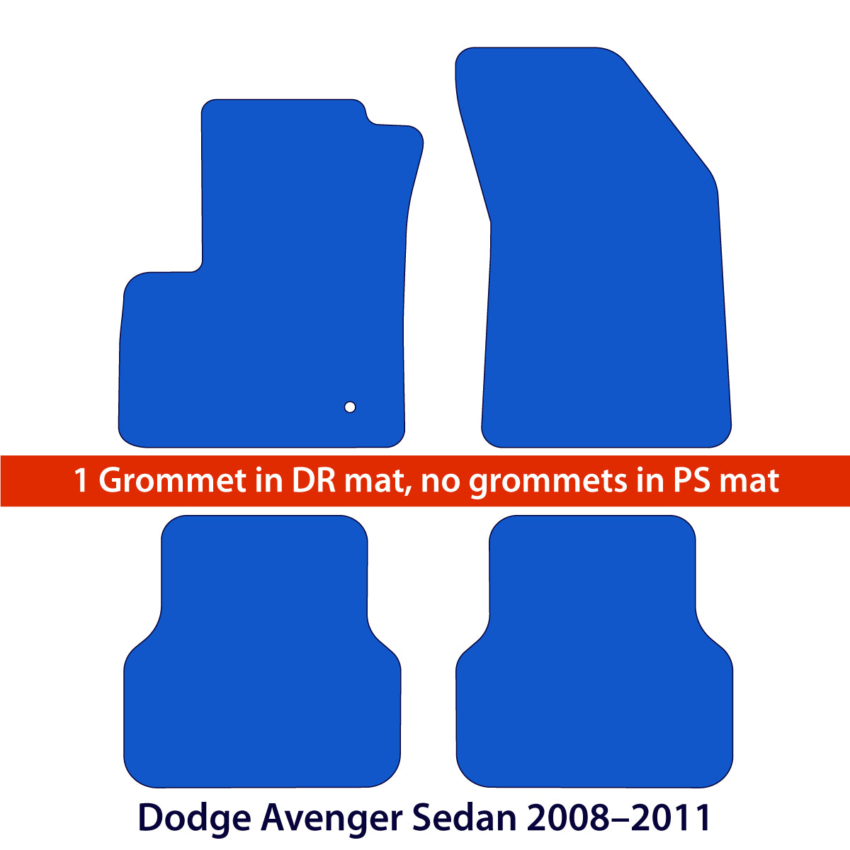 Dodge Avenger Sedan Velour Floor Mats 2007–2014 – Black