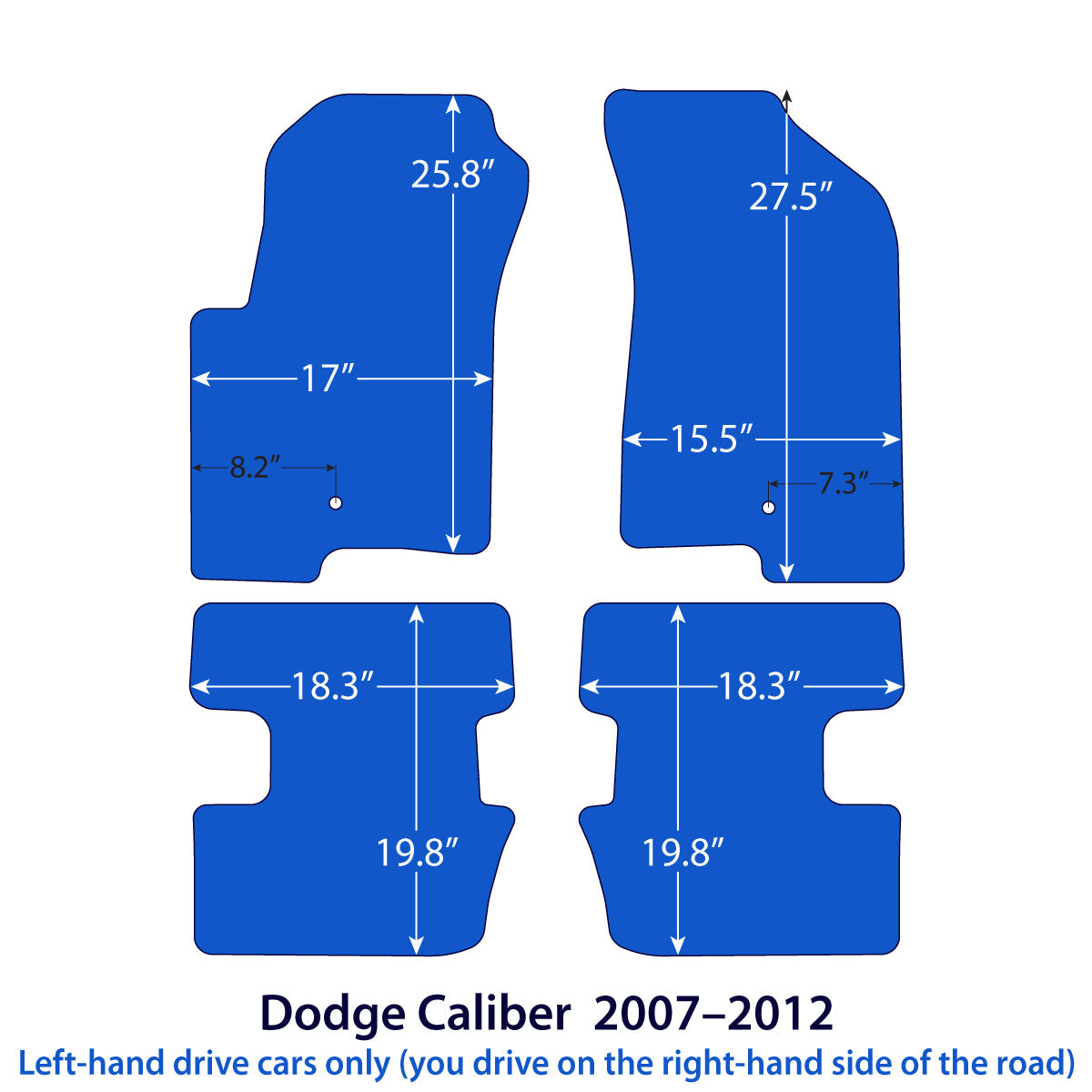 Dodge Caliber Velour Floor Mats 2006–2012 – Black