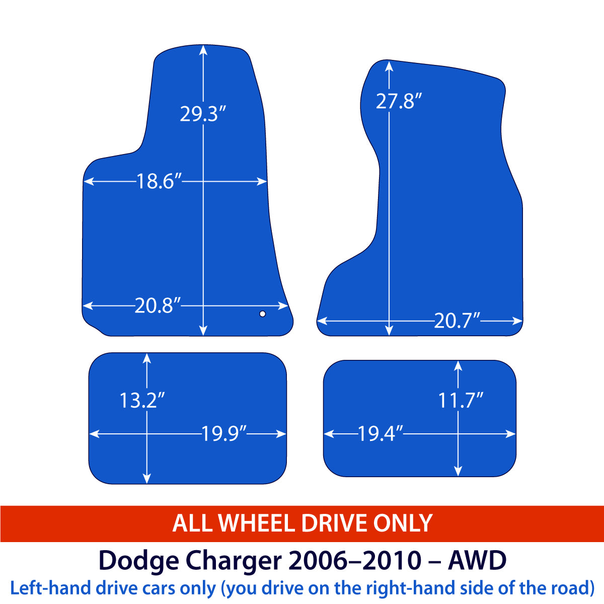 Dywaniki welurowe do Dodge Charger 2005-2010 – AWD – Beżowe