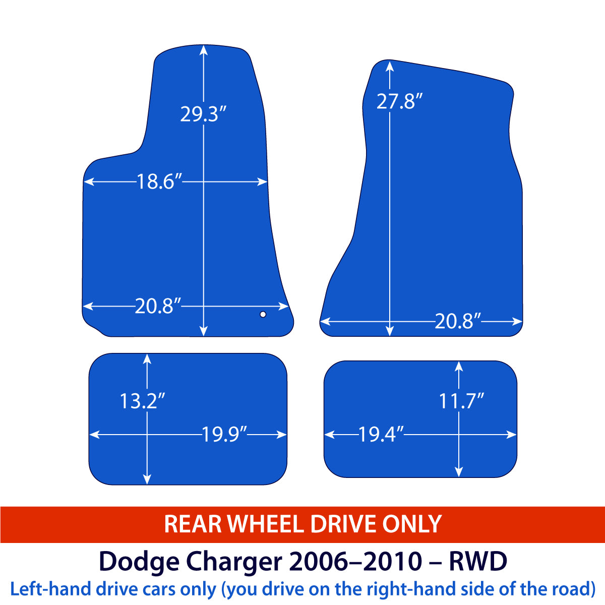 Dodge Charger Veloursfußmatten 2005–2010 – RWD – Beige