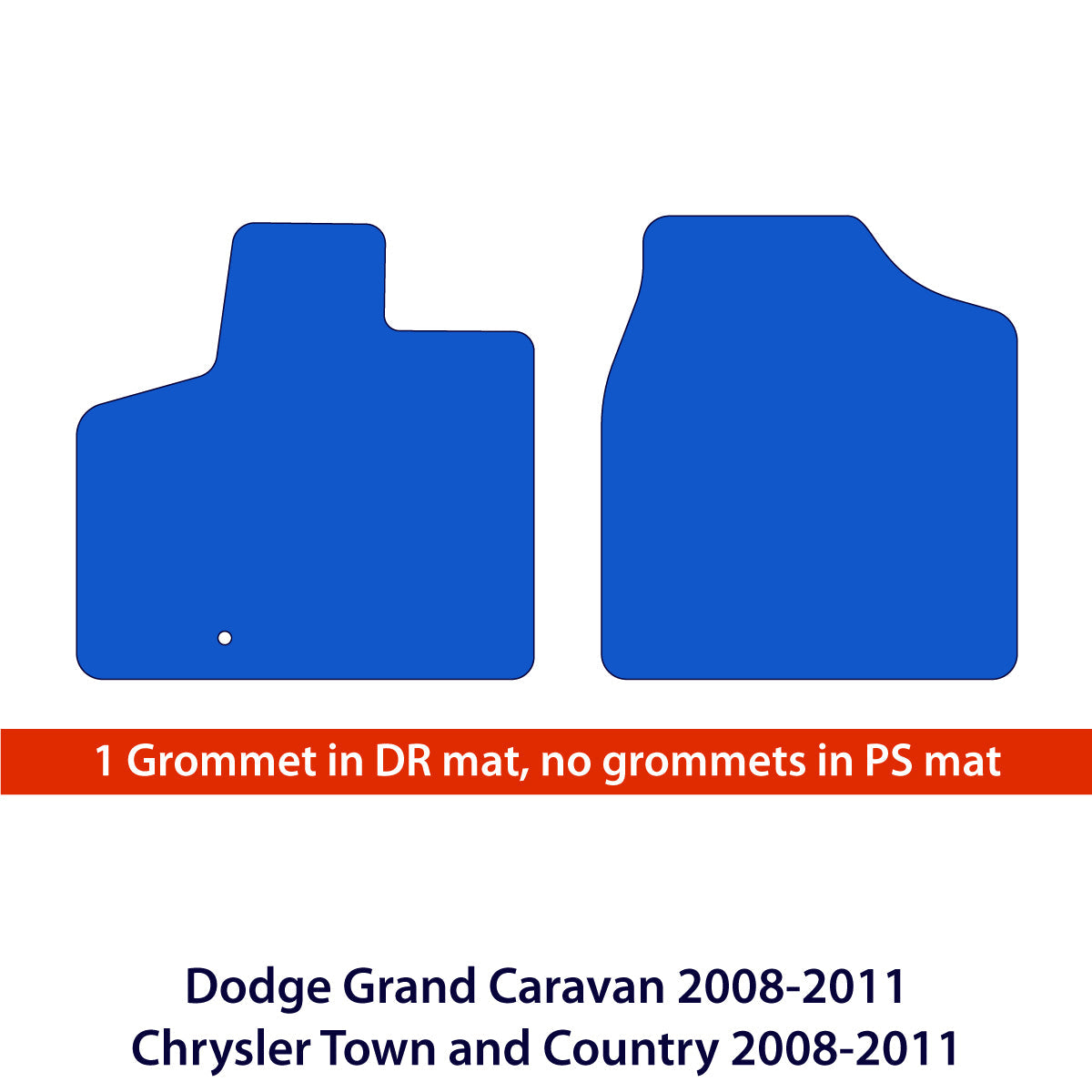 Dodge Grand Caravan 2008-2011 &amp; Chrysler Town and Country 2008-2011 1st Row Velour Floor Mats – Black Exclusive