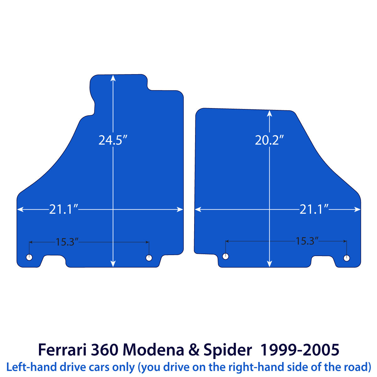 Ferrari 360 Modena & Spider Velours-Fußmatten 1999–2005 – Schwarz Exklusiv