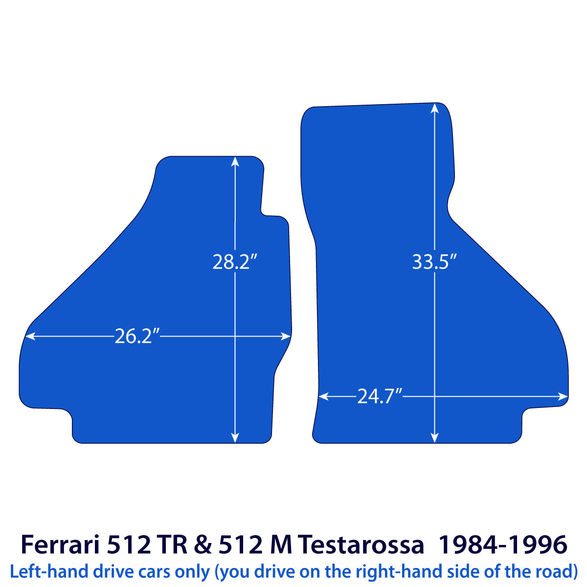 Ferrari 512 TR & 512 M Testarossa Velours-Fußmatten 1984-1996 – Beige