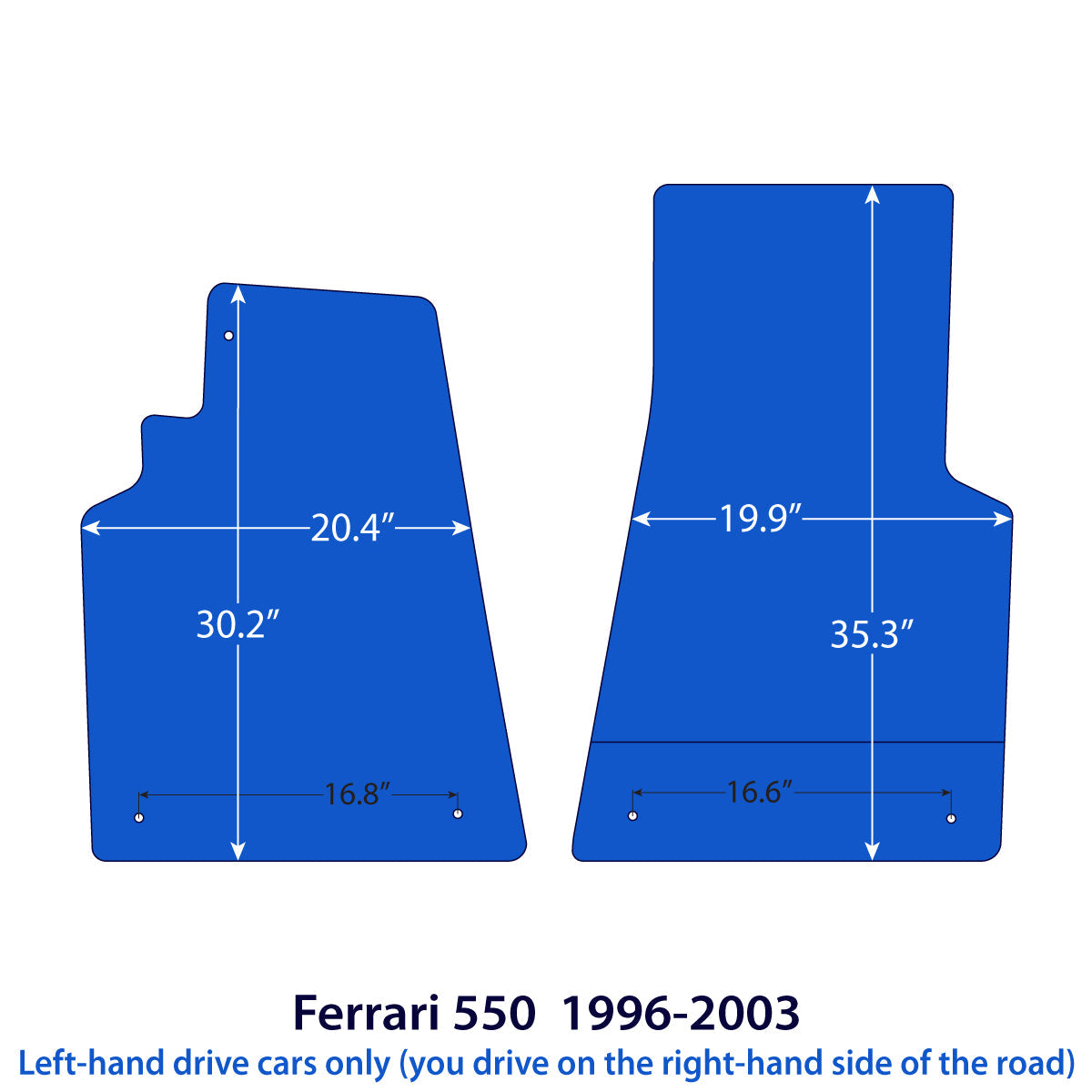 Ferrari 550 Maranello &amp; Barchetta Pininfarina Velour Floor Mats 1996-2001 – Black Exclusive