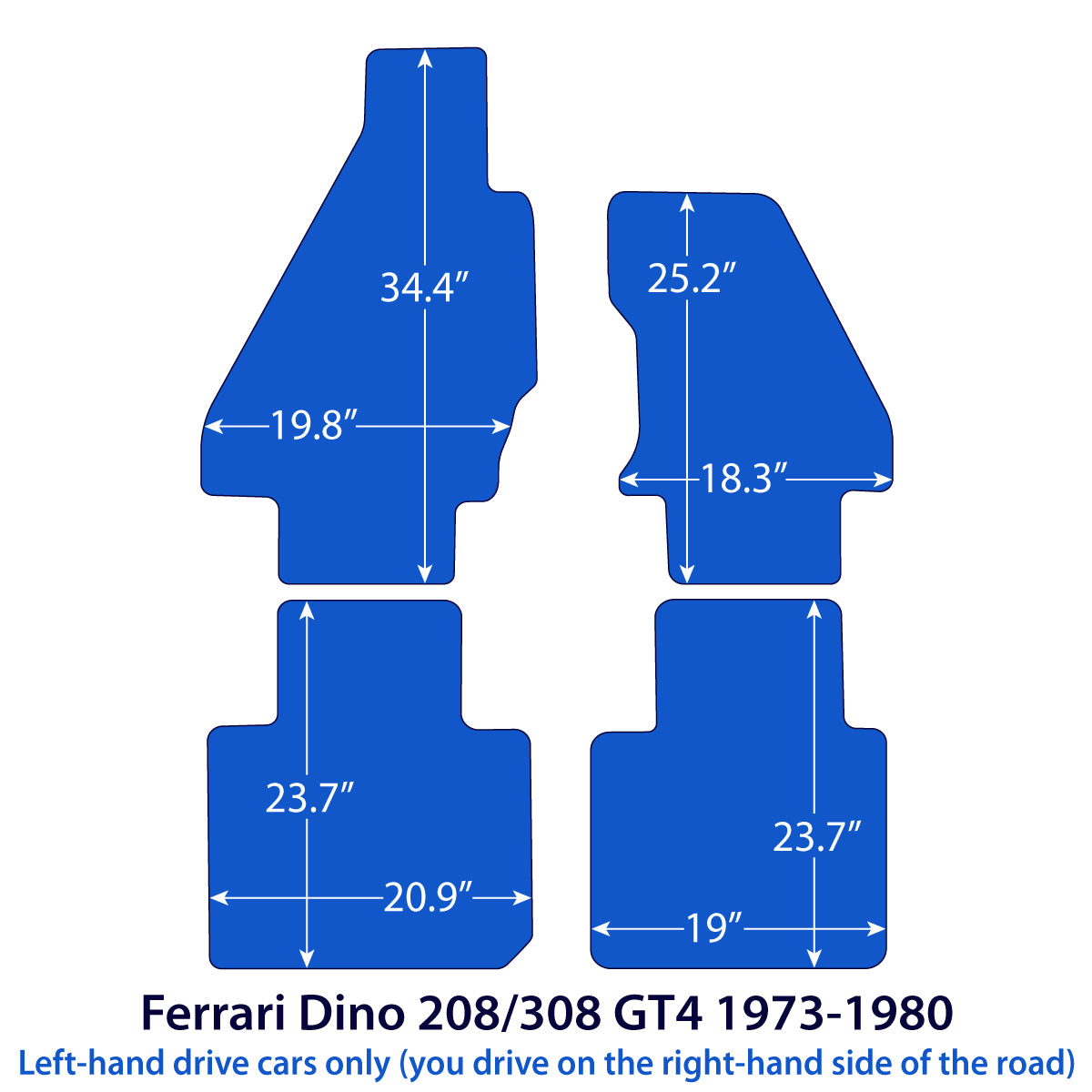 Dywaniki welurowe do Ferrari Dino 208/308 GT4 1973-1980 – Czarne Exclusive