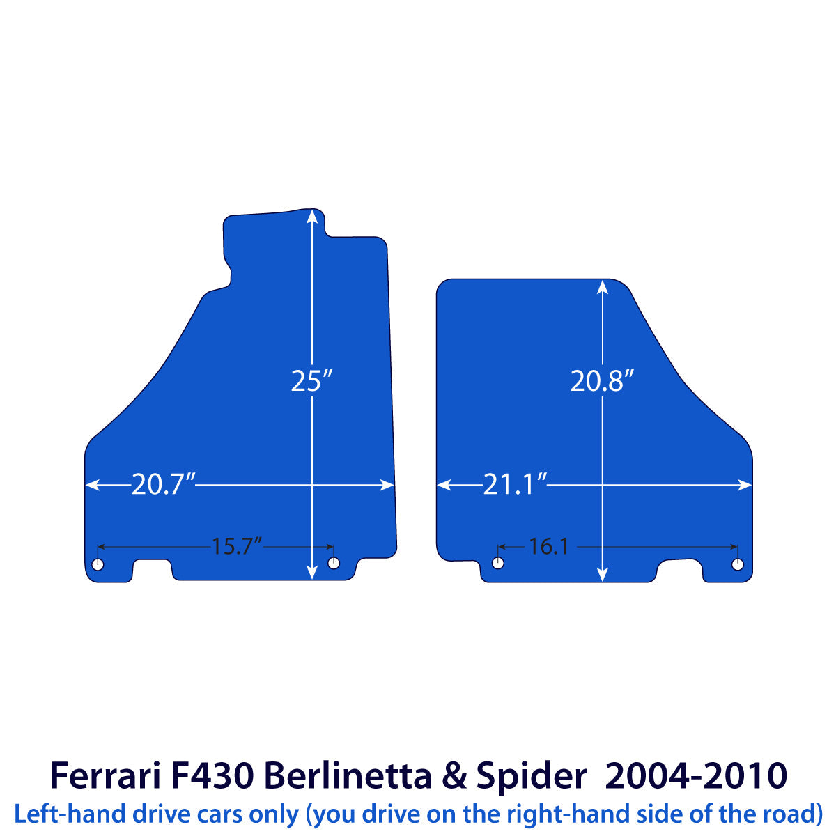 Ferrari F430 Berlinetta &amp; Spider Velour Floor Mats 2004-2010 – Black Exclusive