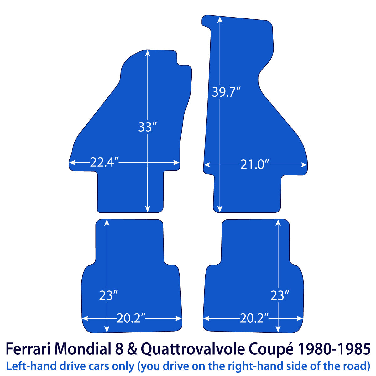 Ferrari Mondial 8 &amp; Quattrovalvole Coupé Velour Floor Mats 1980–1985 – Beige