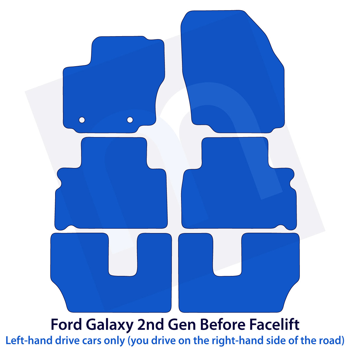 Dywaniki welurowe do Ford Galaxy 2006-2012 – 2 Gen Przed liftingiem – 7-osobowy – Czarne