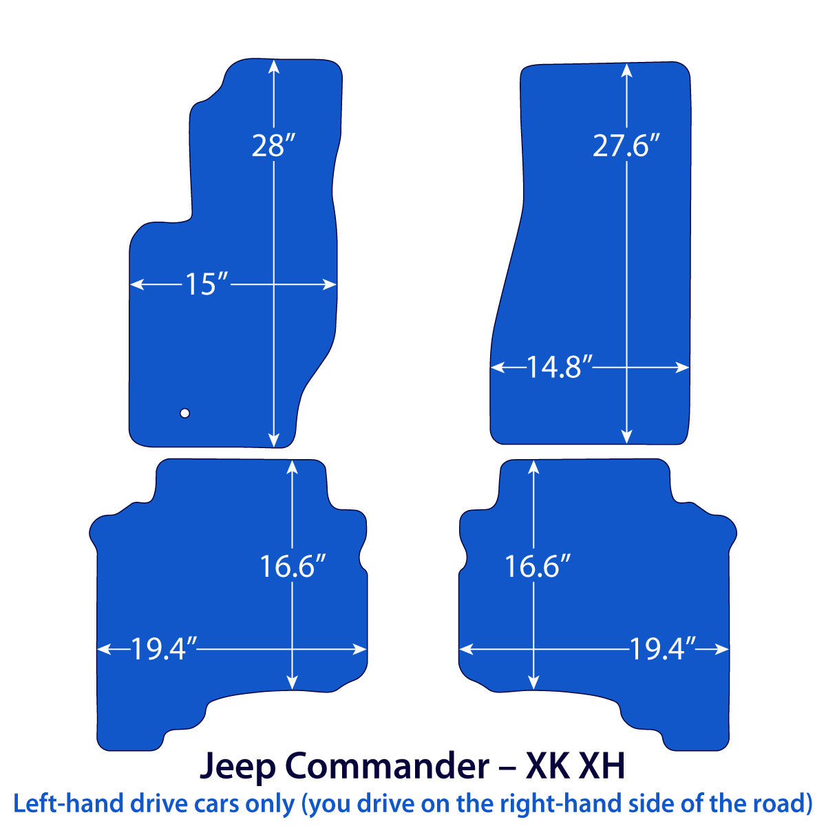 Jeep Commander Velour Floor Mats 2006-2010 – XK XH – Black Exclusive