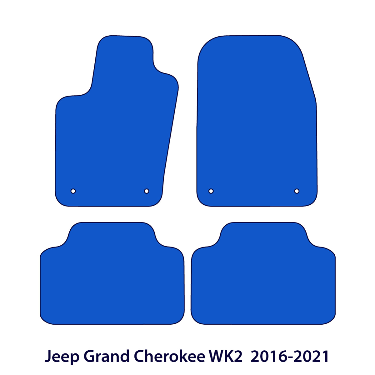 Jeep Grand Cherokee WK2 Velour Floor Mats 2016–2021 – Plastic Clips – 2 Driver / 2 Passenger – Black – Red Stitching – image 2