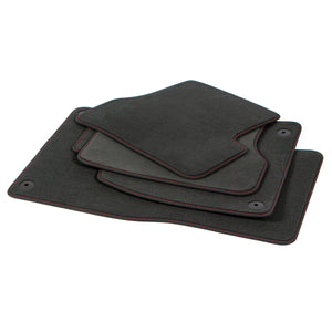 Jeep Grand Cherokee WK2 Velour Floor Mats 2016–2021 – Plastic Clips – 2 Driver / 2 Passenger – Black – Red Stitching – image 3