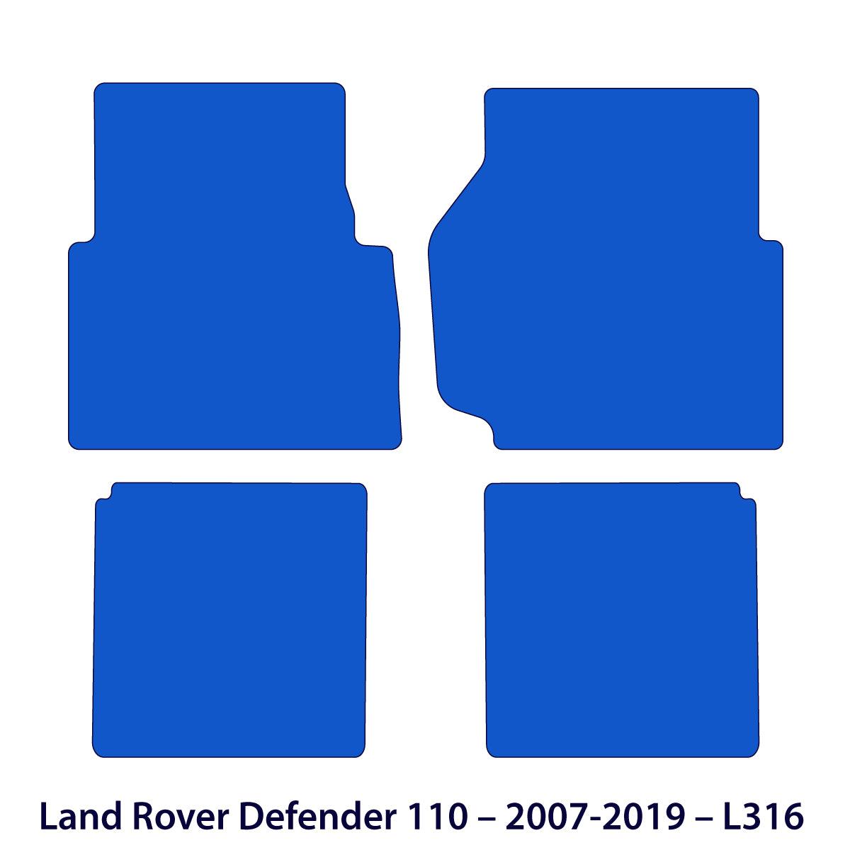 Land Rover Defender 110 Velour Floor Mats 2007-2020 – L316 – Black