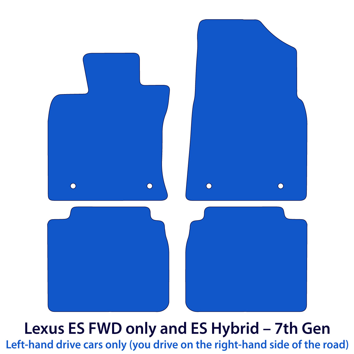 Lexus ES FWD only und ES Hybrid Velours Fußmatten 2019-2026 – 7. Gen – Schwarz Exklusiv