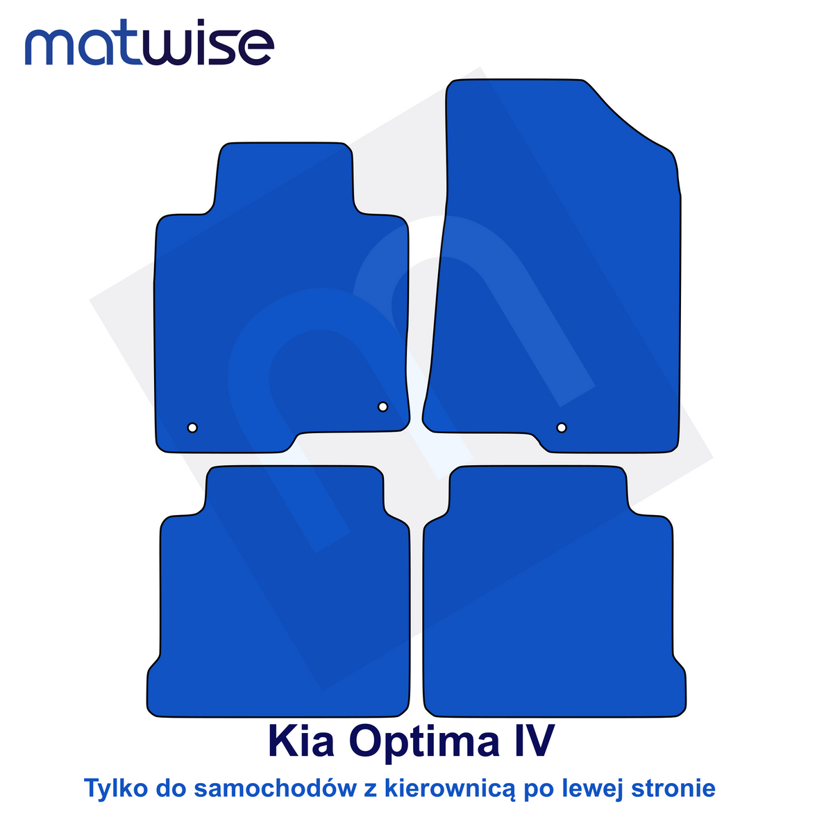 Kia Optima IV 2015–2020 – rysunek techniczny dywaników samochodowych do aut z kierownicą po lewej stronie | MATWISE