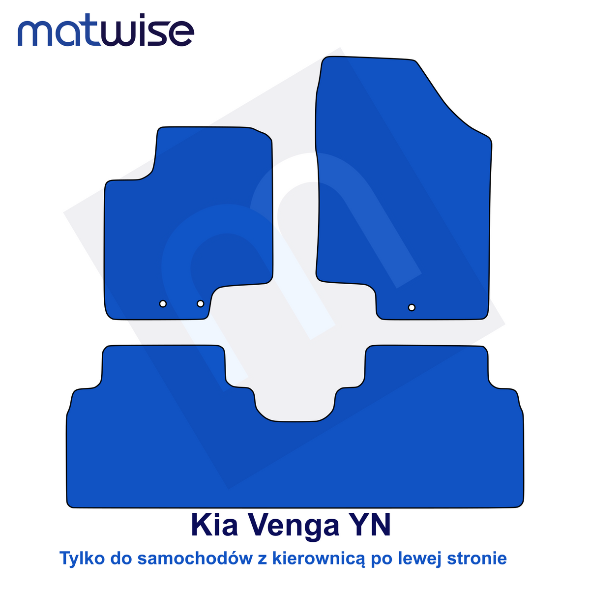 Kia Venga YN 2010–2019 – rysunek techniczny dywaników samochodowych do aut z kierownicą po lewej stronie | MATWISE