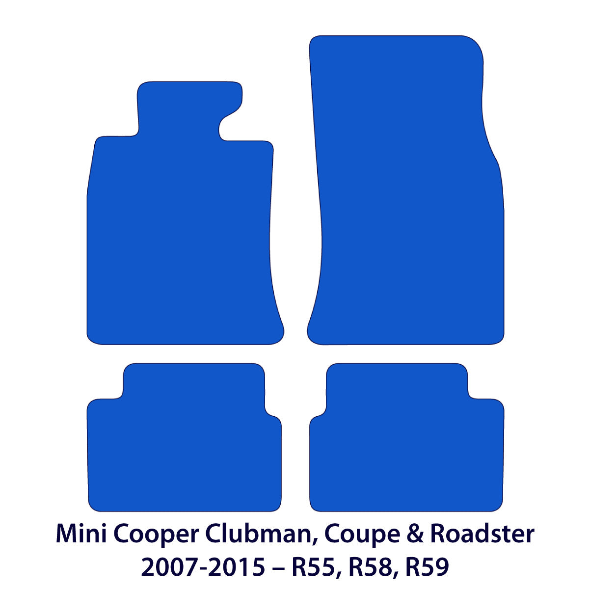Mini Cooper Clubman, Coupe & Roadster Velours Fußmatten 2007-2015 – R55, R58, R59 – Schwarz Exklusiv