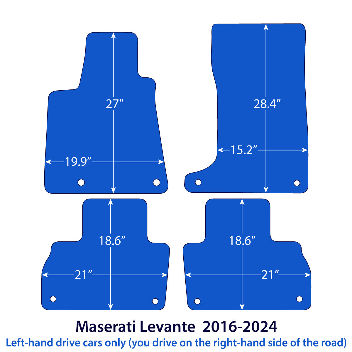 Maserati Levante Velour Floor Mats 2016-2024 – M161 – Black Exclusive