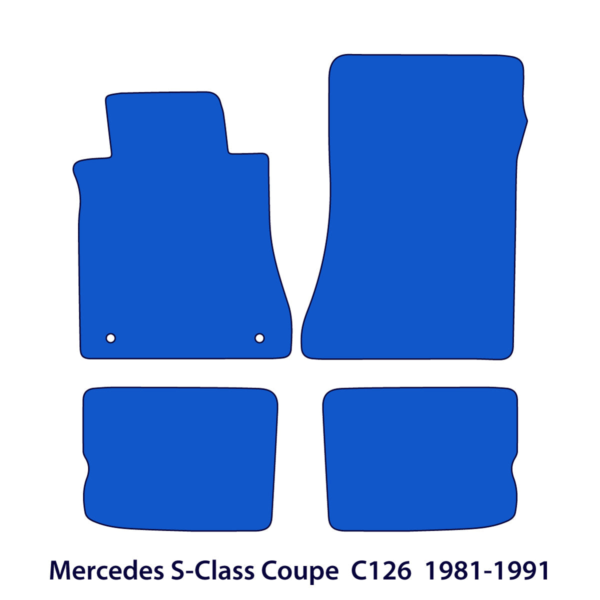 Mercedes S-Klasse Coupé Velours Fußmatten 1981-1991 – C126 – Schwarz Exklusiv