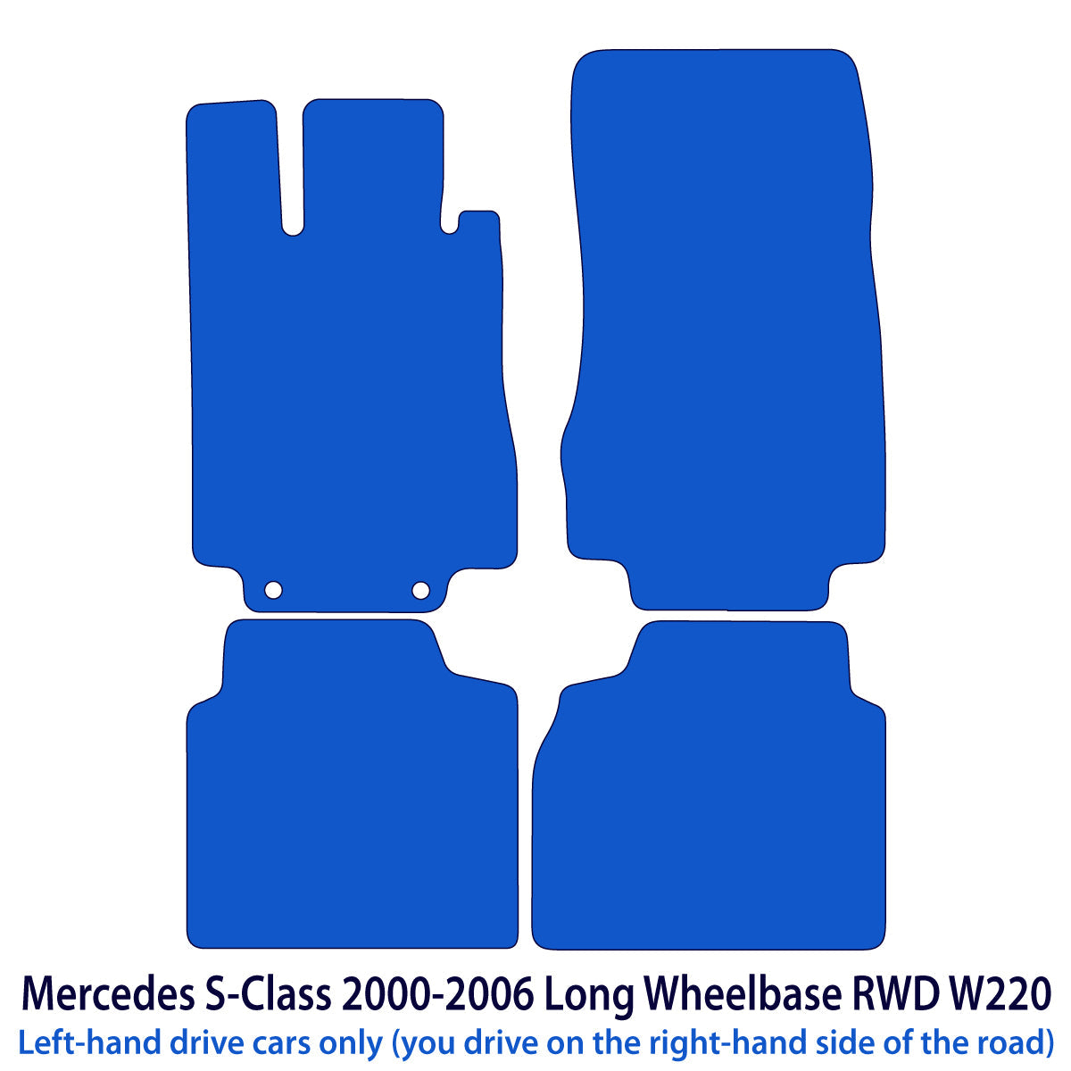 Mercedes S-Class Long RWD Velour Floor Mats 1998-2005 – W220 – Black Exclusive