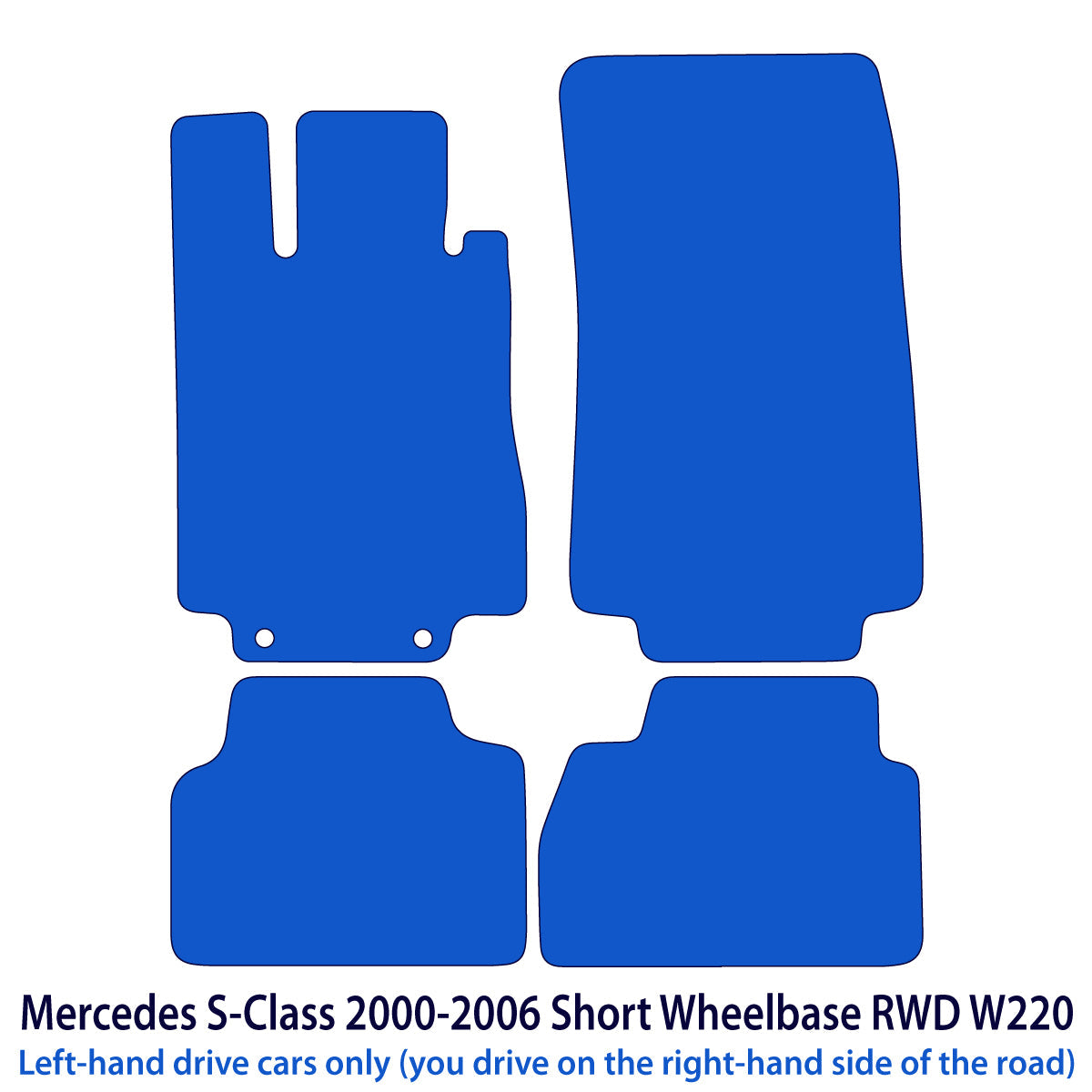 Dywaniki welurowe do Mercedes Klasa S Krótki rozstaw osi RWD 1998-2005 – W220 – Czarne Exclusive