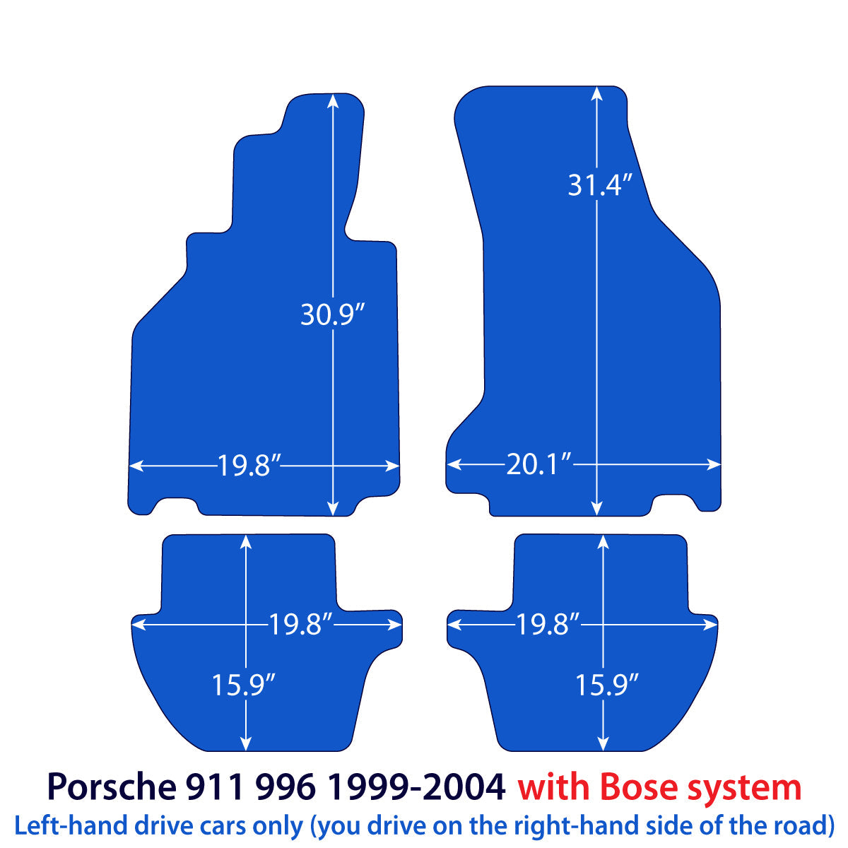 Porsche 911 Velours Fußmatten 1998-2004 mit Bose-System – 996 – Beige