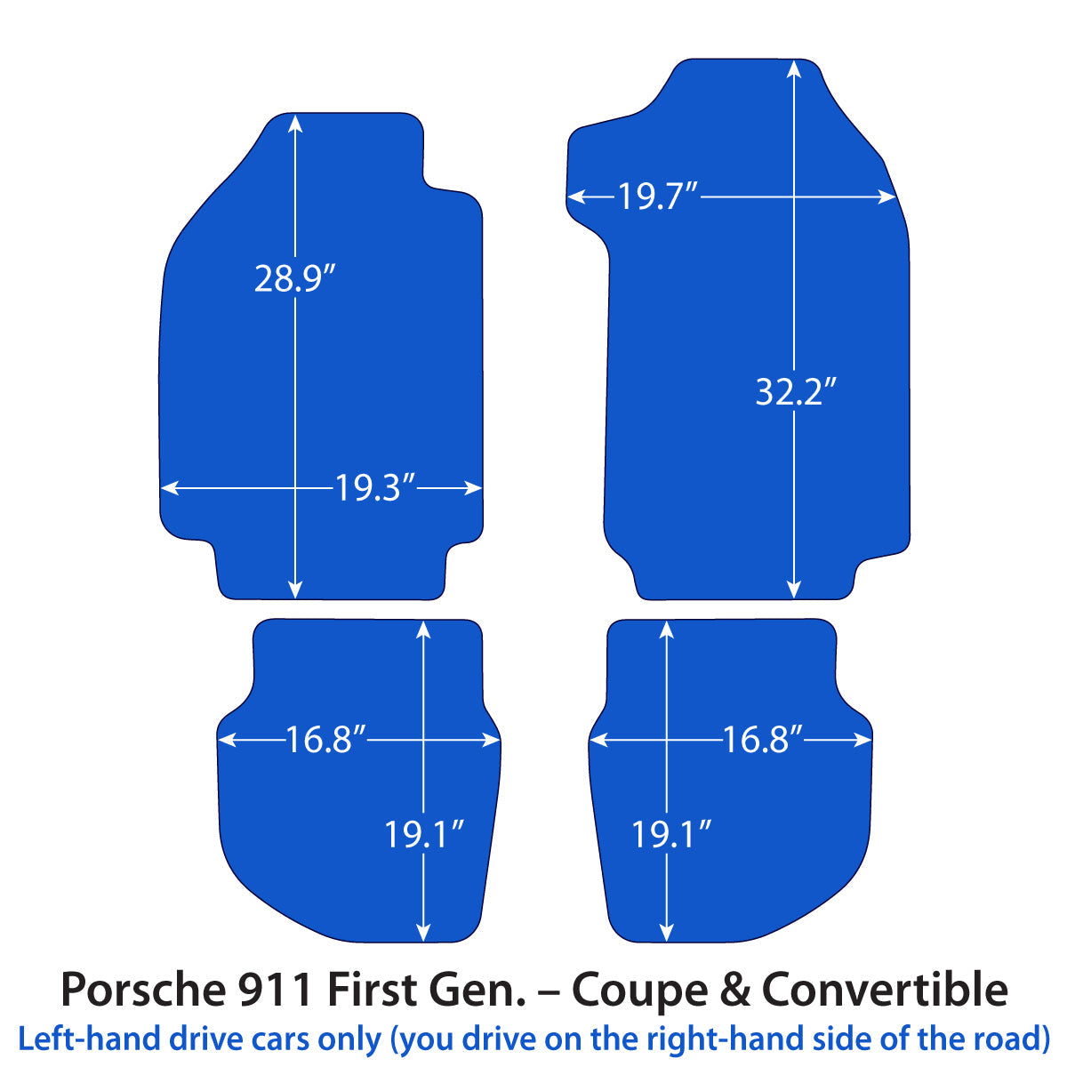 Dywaniki welurowe do Porsche 911 1964-1989 – 1 Gen – Czarne Exclusive