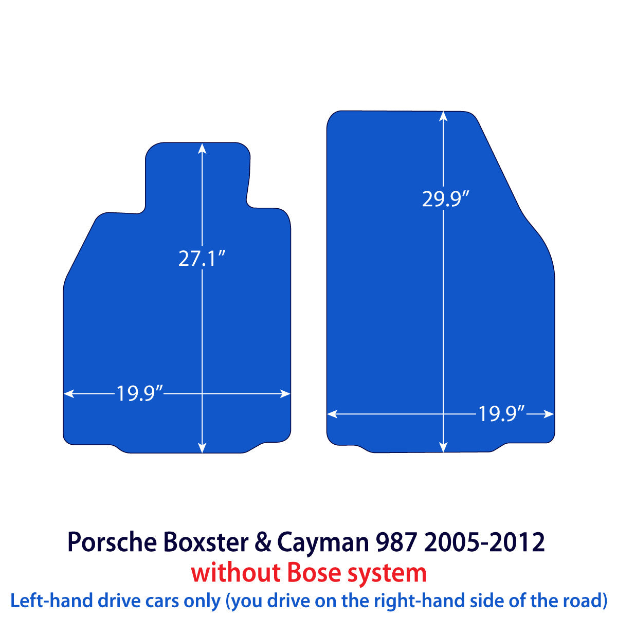 Porsche Boxster & Cayman Velours Fußmatten 2004-2012 mit Bose-System – 987 – Beige